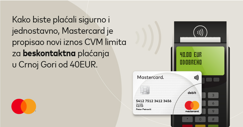 Mastercard povećava limit na 40 eura bez unošenja pin koda