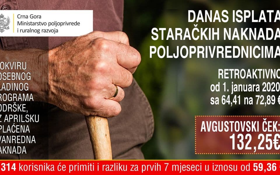 Danas isplata povećanih staračkih naknada u poljoprivredi