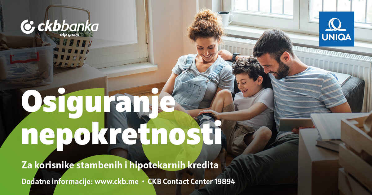 UNIQA osiguranje ekskluzivni partner Crnogorske komercijalne banke u kategoriji neživotnih osiguranja