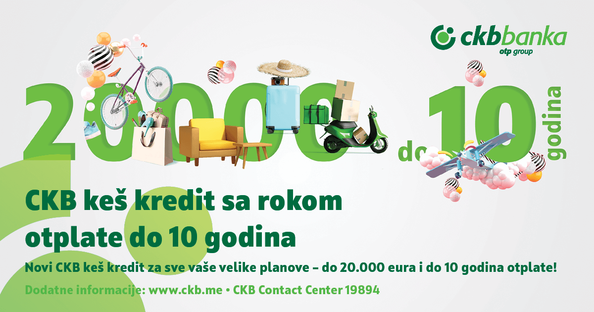 CKB keš kredit s rokom otplate do 120 mjeseci