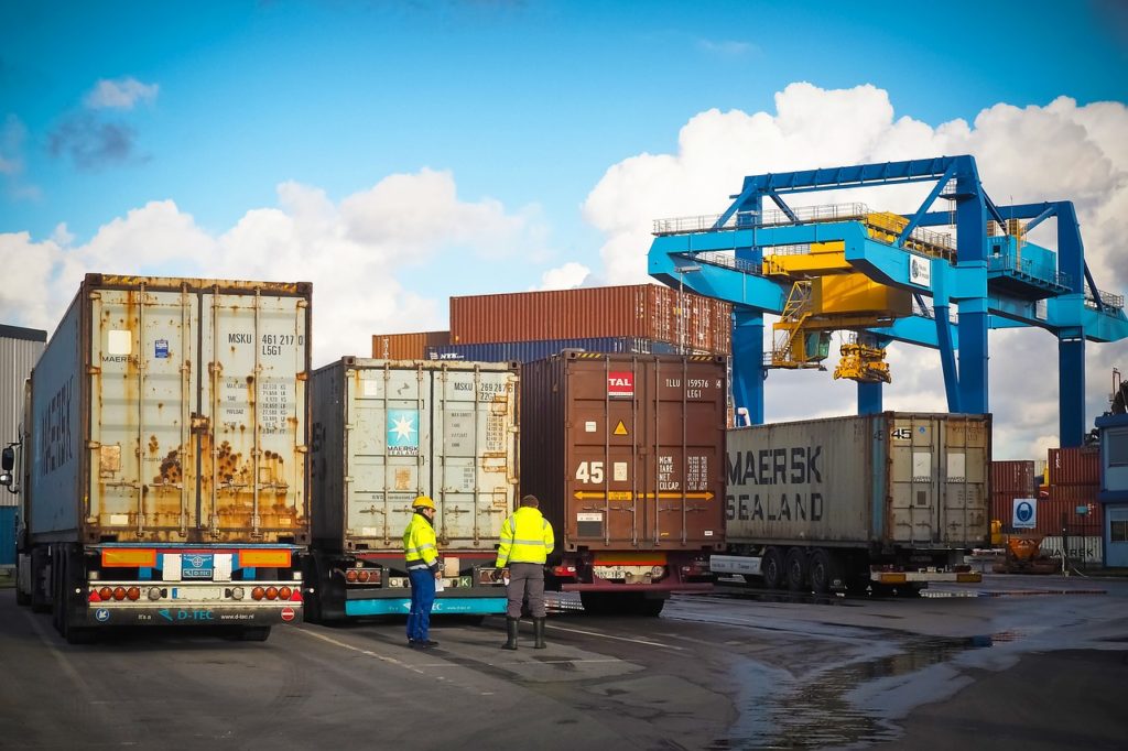 container, export, import, truck, port