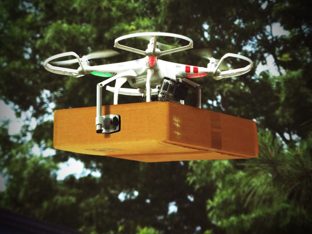 dron, drone, delivery, box