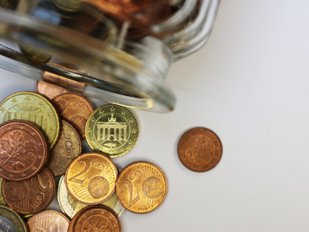 money, euro, coins, jar, savings, finance