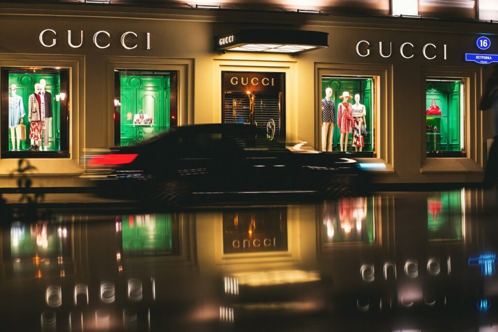 Gucci store, luxury brand