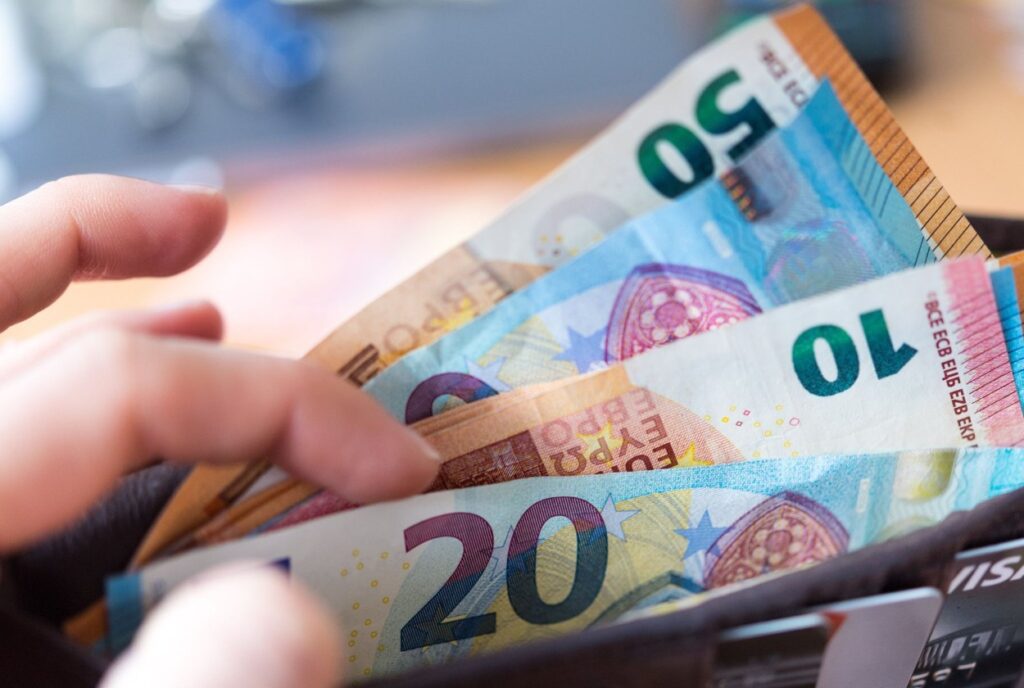 euro, money, wage, salary, wallet, novac, pare