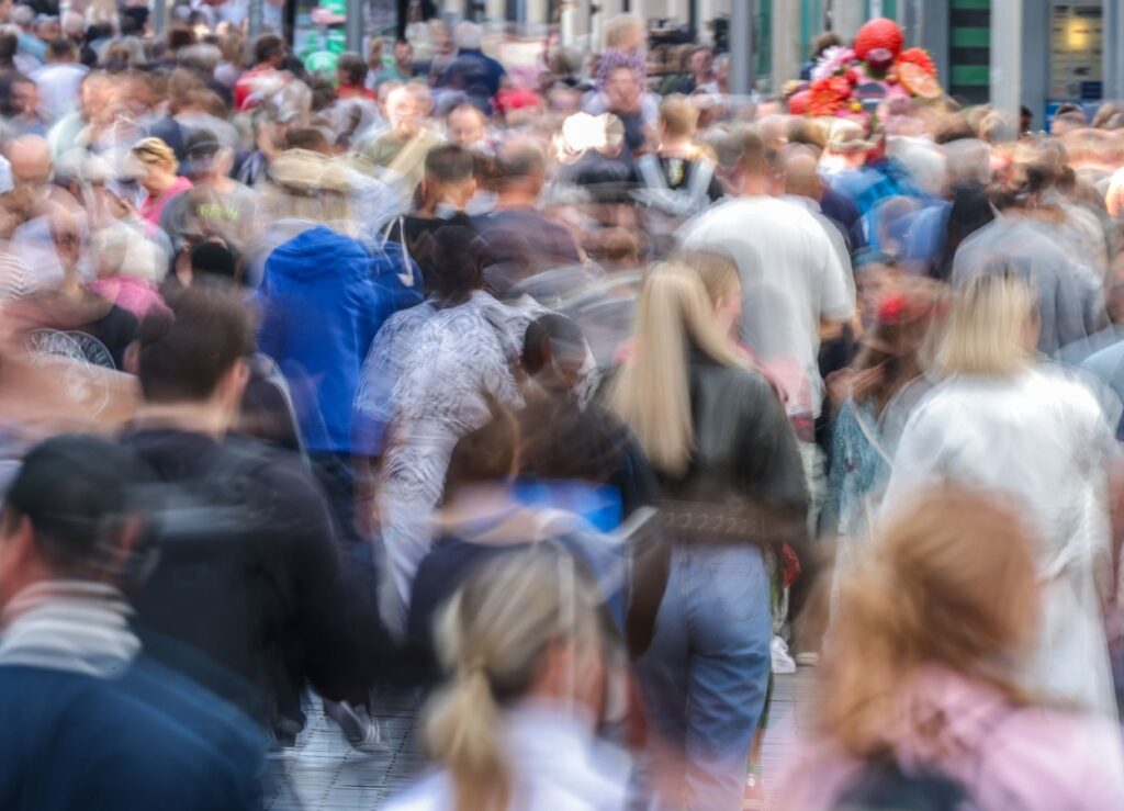 people, crowd, street