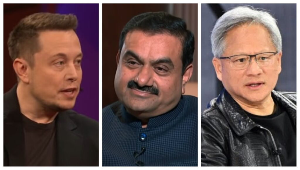 Ilon Mask, Gautam Adani, Jensen Huang