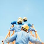 construction workers, job, working, sky