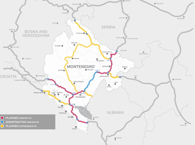 autoput crna gora, mreža autoputeva i brzih saobraćajnica Crna Gora