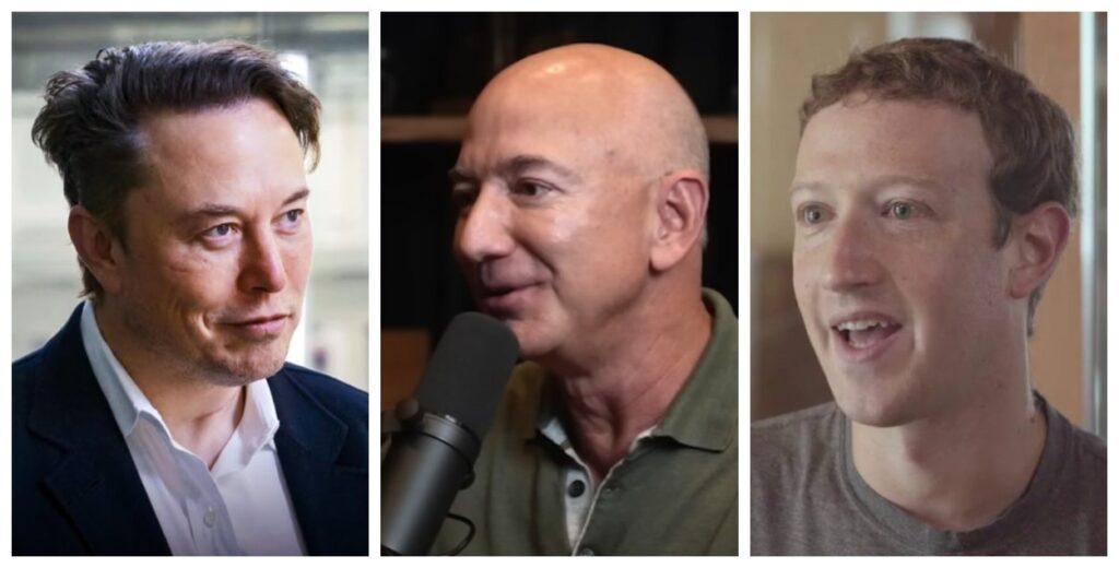 Ilon Mask, Džef Bezos, Mark Zakerberg