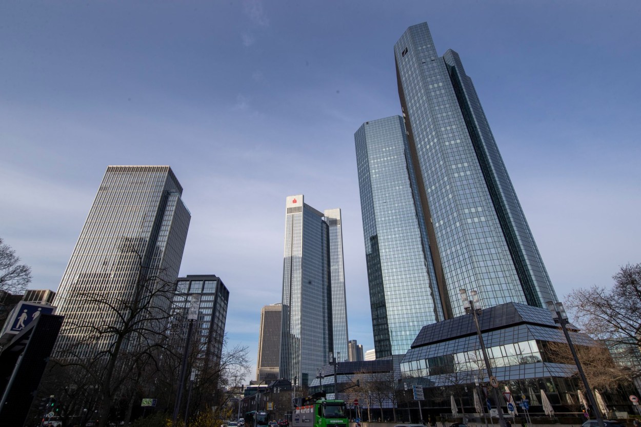 banke, banka, njemačka biznis. business district, zgrade, neboderi, skyscrapper, building