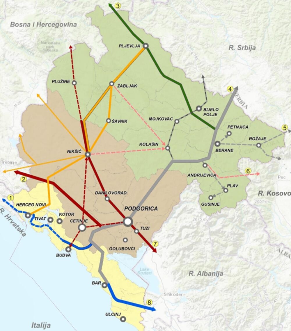 autoput, mreža autoputeva Crna Gora, prostorni plan crne gore