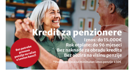 Specijalna ponuda Lovćen banke: Za penzionere, kredit do 15.000€