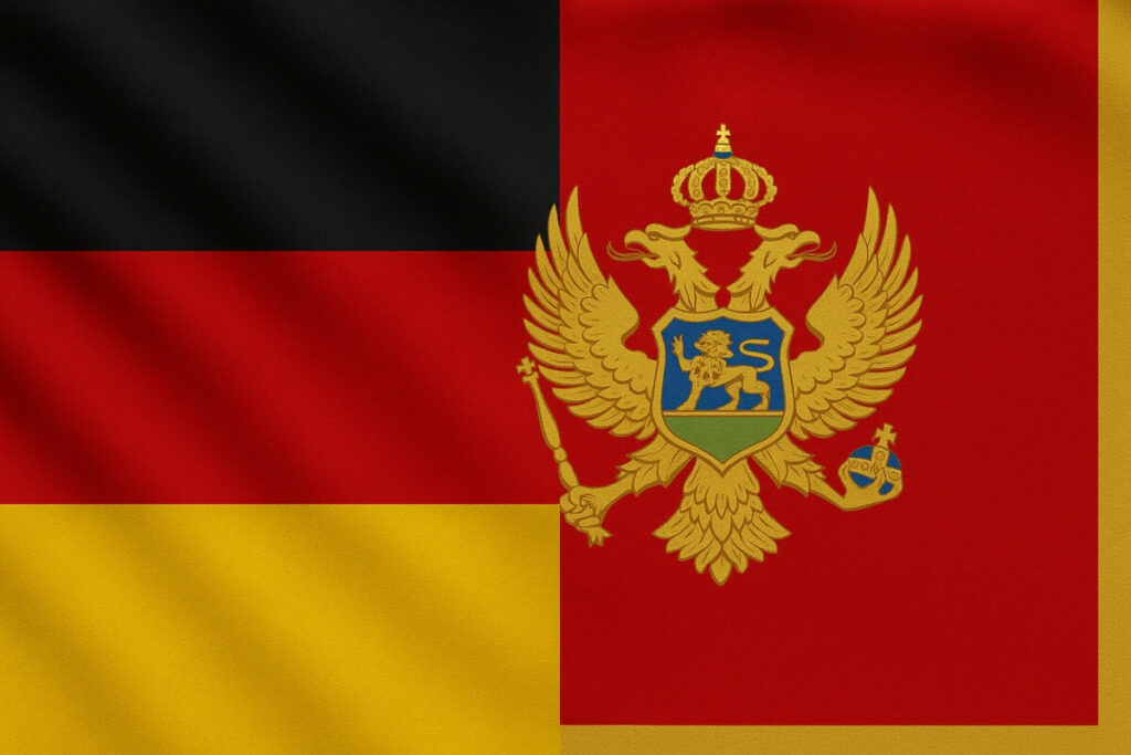Germany Montenegro flags, crnogorska i njemačka zastava