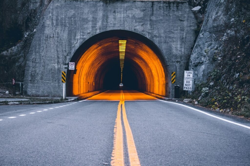 tunel, tunnel, road