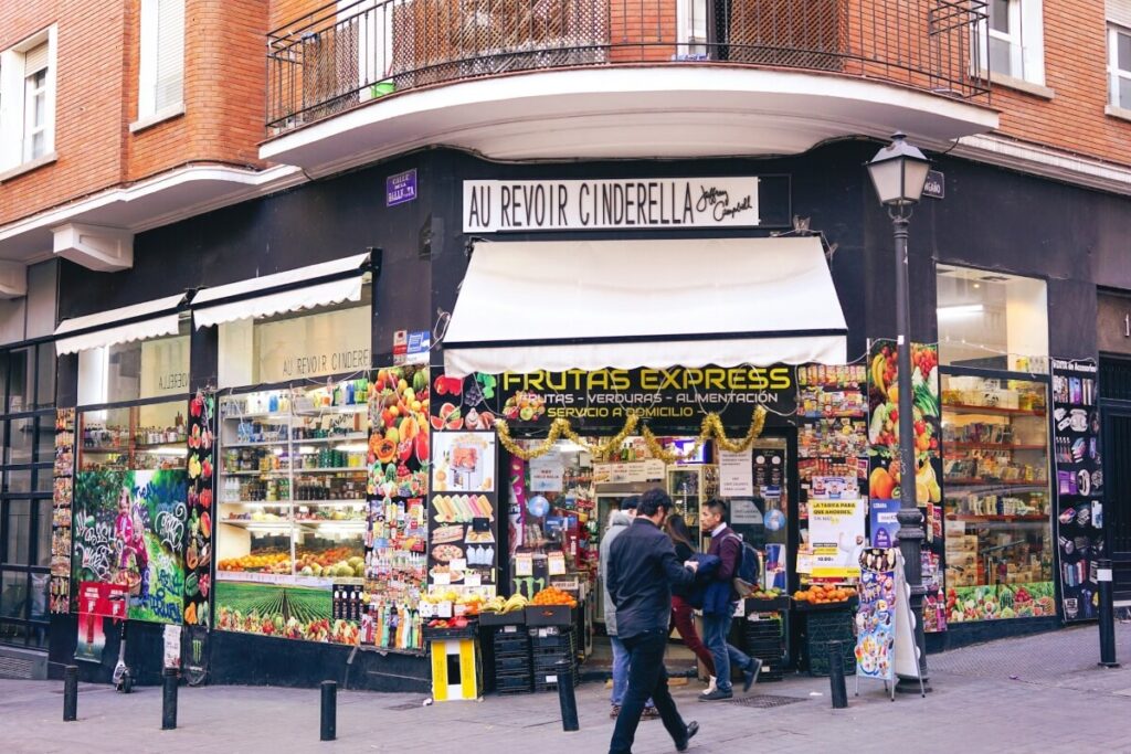 spain, food, grocery, minimarket, people