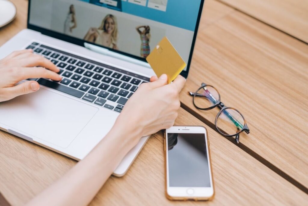 online shopping, laptop, buying, credit card, paying card, mobile phone