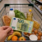 100 eura, korpa, shopping cart, supermarket, prodavnica